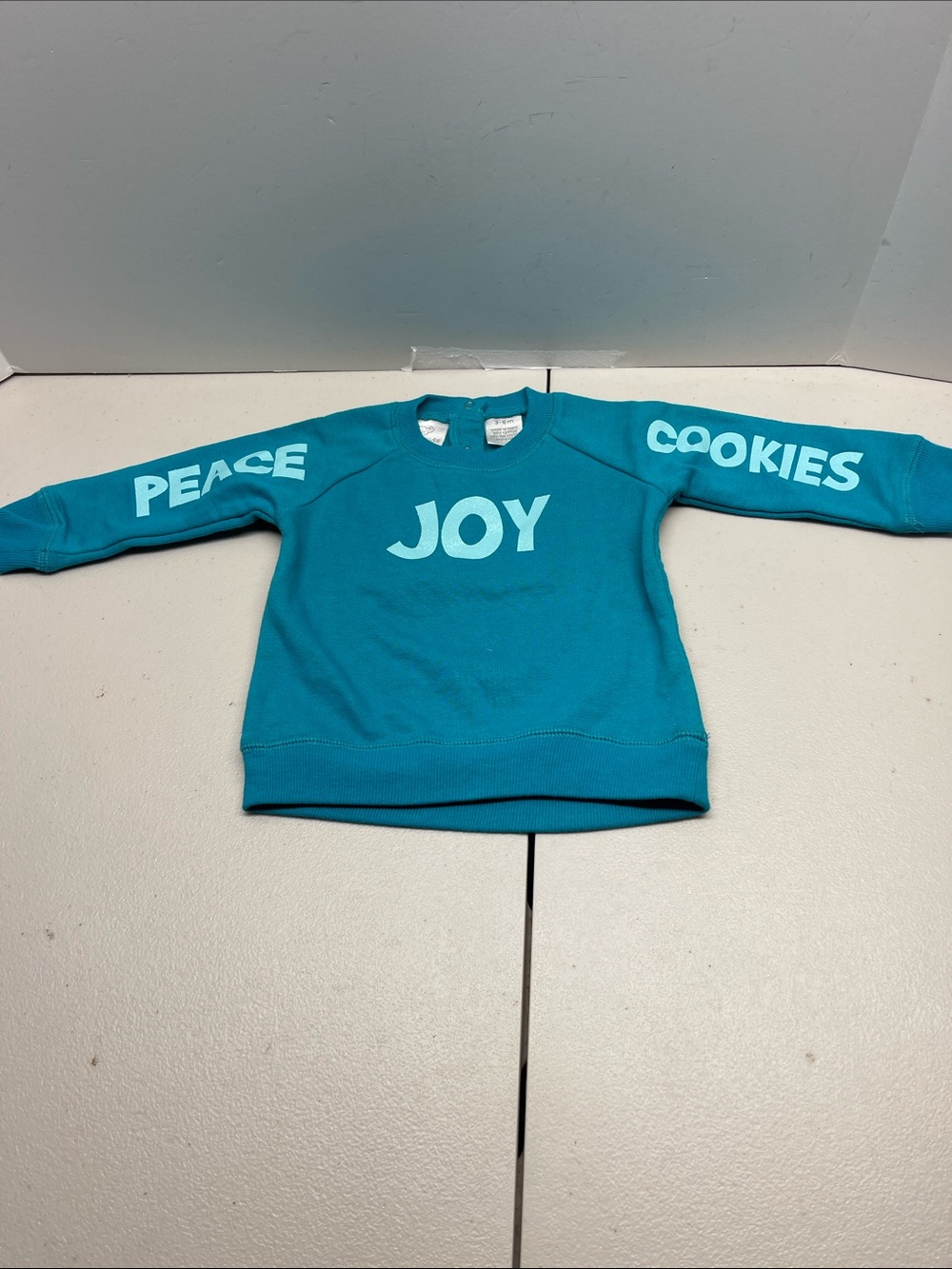 Koala Kids Teal Crewneck Sweatshirt with 'JOY' and Sleeve Prints. NWOT